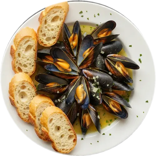 Moules Marinières with Crusty Bread