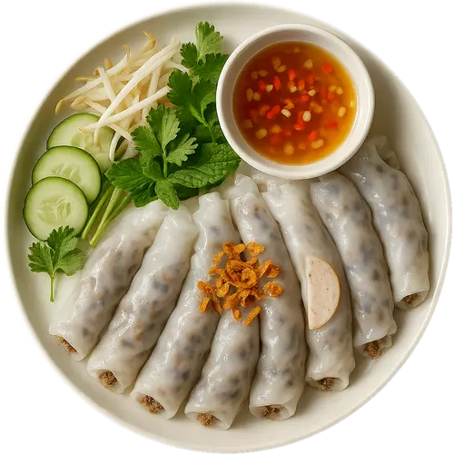 Bánh Cuốn with Pork and Mushrooms