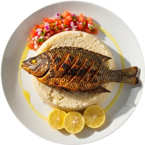 Attiéké with Grilled Fish